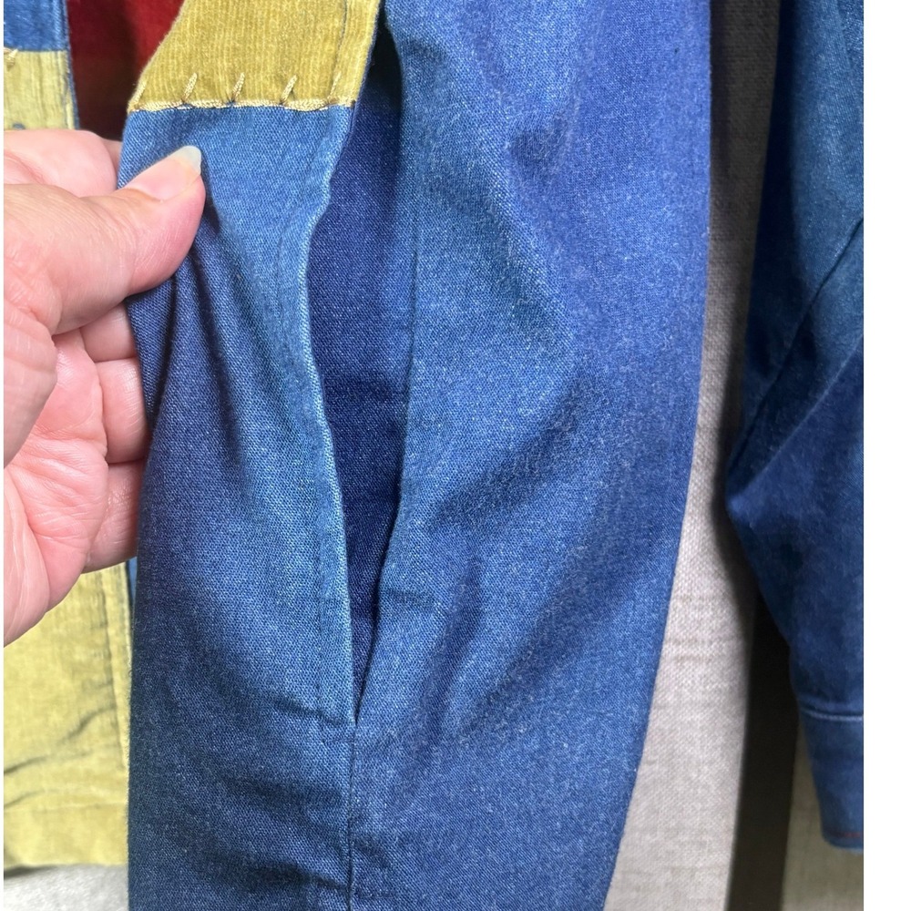 Alfred Dunner Womens Denim Patchwork Jacket Floral Embroidered Corduroy Blue  18 - Picture 5 of 10